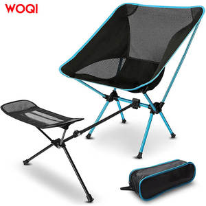 เก้าอี้แคมป์ปิ้งพับได้ Woqi สีน้ำเงิน พร้อมที่พักเท้า ดีไซน์กะทัดรัด น้ำหนักเบา เหมาะสำหรับชายหาด - Product Image 1