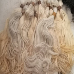 Bán Buôn Tự Nhiên Trắng Xoăn Bạc Chưa Qua Chế Biến Nguyên Liệu Trinh Nữ Màu Grey Con Người Bện Tóc Đuôi Ngựa Bó Phần Mở Rộng Cho Tóc Giả Ren - Product Image 6