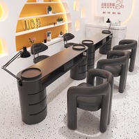Table de manucure double noire avec tiroirs Table de manucure européenne nouveau design