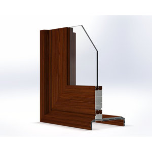 Profilé de porte et de fenêtre en aluminium Xf156 à coins chanfreinés 6063 T5 avec architrave intégré imitation bois pour villa de luxe - Product Image 4