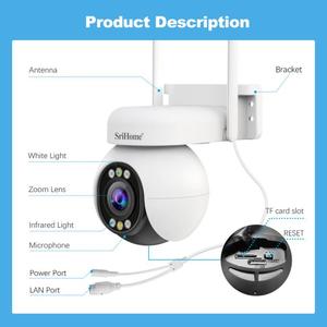 Venta Flash <span class=keywords><strong>Srihome</strong></span> SH051 4MP 5X Zoom óptico PTZ HD Cámara Visión nocturna WIFI Domo Cámaras de seguridad - Product Image 2