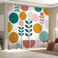 Rideaux à motifs floraux élégants bleus et roses, imprimés de fleurs de printemps, rideaux transparents naturels en mousseline pour chambre à coucher