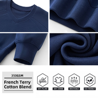 Sweat-shirt en coton mélangé pour homme SS263101, 350 GSM, col en V, épaules tombantes, style preppy, broderie personnalisée