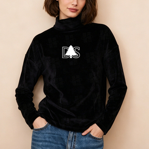 เสื้อเชิ้ตแขนยาวผ้ากำมะหยี่โพลีเอสเตอร์ผสมสแปนเด็กซ์ปักลาย 3 มิติ แบบสั่งทำพิเศษ ทรงปกติ คอเต่า ป้องกันขนร่วง เสื้อเชิ้ตแขนยาวสำหรับผู้หญิง - Product Image 4