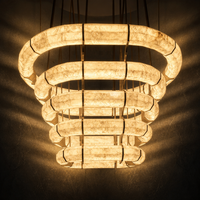 Lustre moderne de luxe sur mesure Senfey à plusieurs niveaux en albâtre, LED, hauteur réglable, lampe suspendue pour la protection des yeux, hall d'hôtel, réception