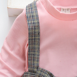 Vente en gros de vêtements pour enfants, nouveaux modèles, ensembles de vêtements pour enfants, chemises à manches longues unies et robes à carreaux pour filles - Product Image 4