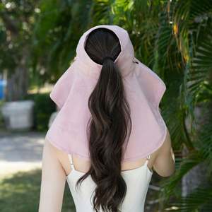 Sombrero de pescador de ala ancha para mujer, protección solar para el cuello, para verano, con orificio para cola de caballo y cordón, venta al por mayor - Product Image 2