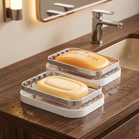 Nouveau porte-savon en acier inoxydable avec égouttoir et étagère de rangement pour comptoir de salle de bain et évier de buanderie