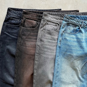 Jeans en denim pour hommes, vente en gros, personnalisés, effet délavé soleil, vintage, taille large, décontractés, coupe baggy, fabricant de vêtements - Product Image 4