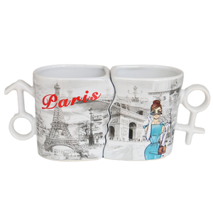 Juego de Tazas de Cerámica con Diseño Personalizado, Único y Encantador, con Estampado de París, Recuerdo, Tazas de Café con Besos para Parejas - Product Image 6