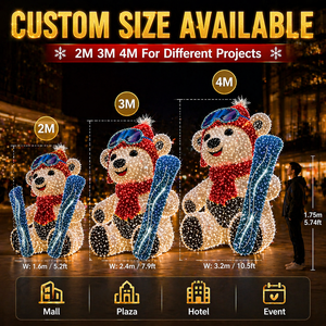 Ours en peluche géant artisanal assis, motif 3D, cadre en fer LED, étanche IP65, couleurs personnalisables, extérieur, Noël, Halloween, <span class=keywords><strong>parc</strong></span> - Product Image 2
