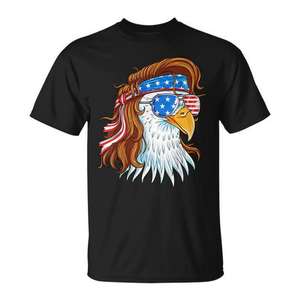 T-shirt Mullet avec drapeau américain Eagle pour le 4 juillet, vêtements promotionnels patriotiques - Product Image 1