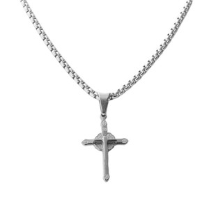 Stainless Steel <b>Cross</b> Pendant For Men Geometric Design Trendy Necklace 120207 - Product Image 3