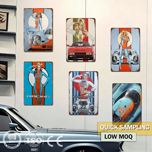 Targa in Metallo Stile Vintage con <span class=keywords><strong>Auto</strong></span> Classiche 20X30, Spedizione Rapida, Decorazione Murale <span class=keywords><strong>per</strong></span> Casa e Pub, Artigianato in Metallo - Product Image 3