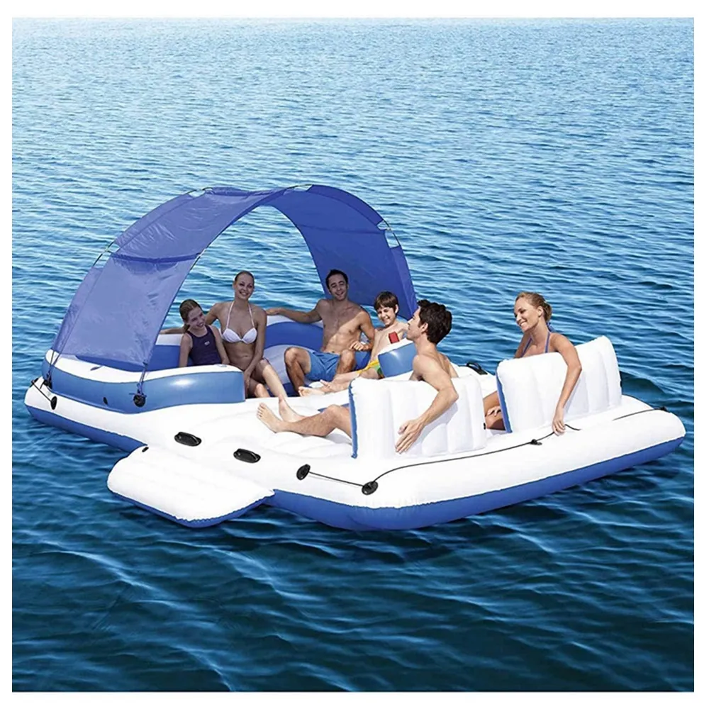 Ilha inflável para praia e oceano, encosto inflável em PVC para festa, flutuador