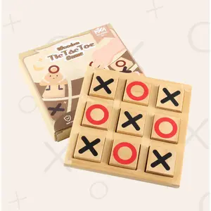Houten Nullen En Kruisen Spel Tic Tac Toe Spelbord Voor Gezinnen Xo Schaakbord Kind Interactief Spel