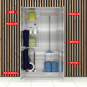 Cina miglior armadietto per la pulizia in acciaio inox per uso domestico balcone armadietto sanitario esterno scopa strumento per la pulizia organizzatore - Product Image 5