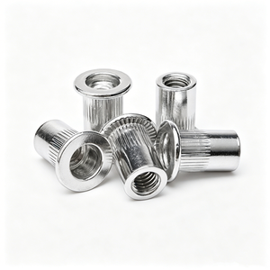 Écrou à sertir plat en acier inoxydable 304 à texture moletée verticale, durable, pour assemblage de meubles, vente en gros - Product Image 1