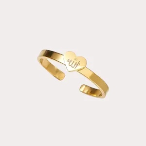 Jewelry's High Quality Stainless Steel Allah Heart Ring Classic Style Unisex Children's Christian Religious Ring Parties