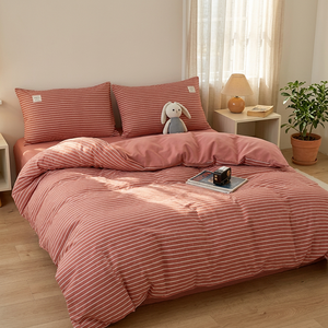 <b>Stripe</b> Printed Sanding <b>Bedding</b> <b>Set</b> Brushed Microfiber Duvet Cover <b>Set</b> Grid Geometric Eco-Friendly Breathable Fade Resistant - Product Image 3