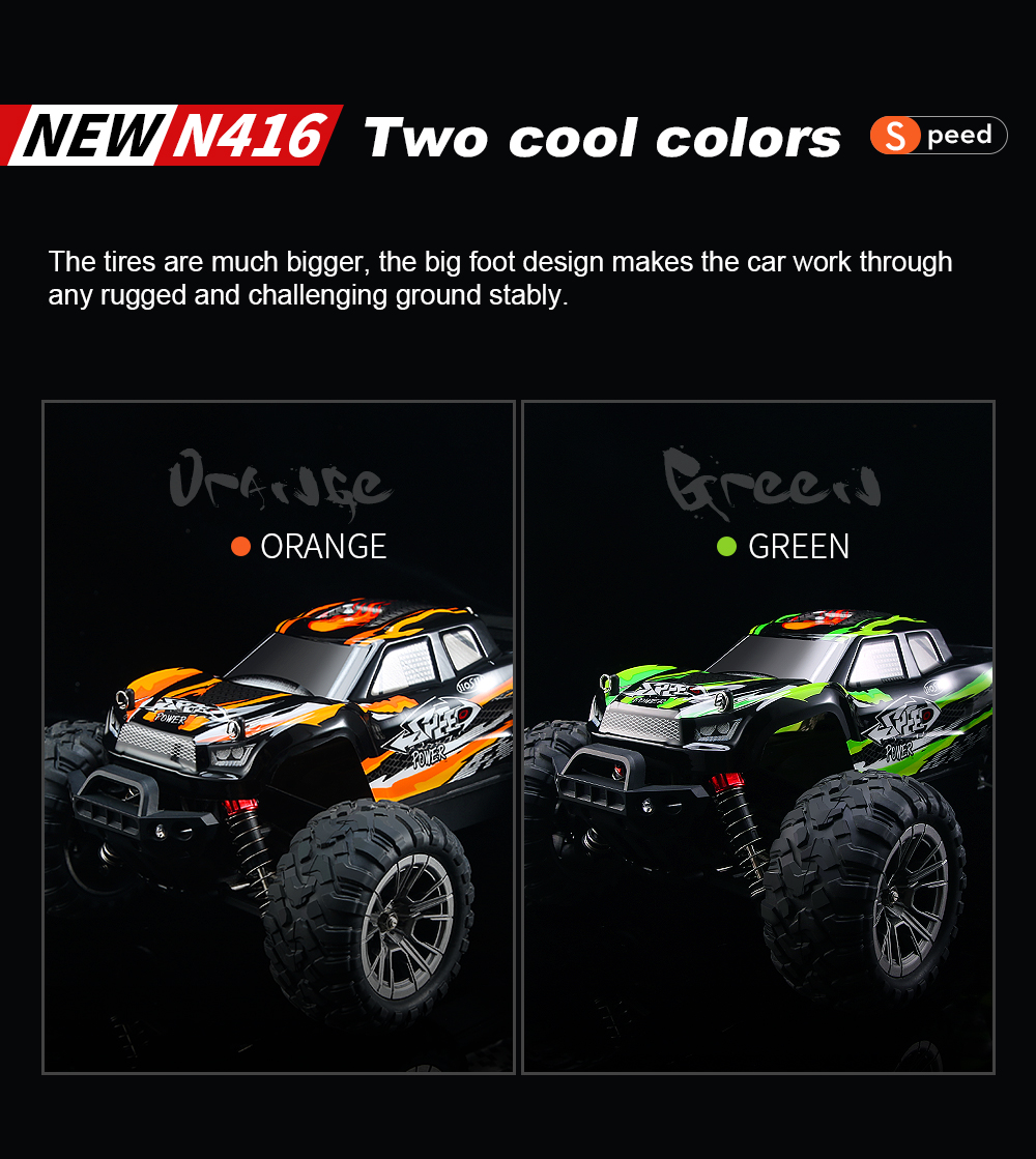 HOSHI N416 1/16 High Speed Truck 4WD 36KM/H Supersonic Monster Truck Off-Road Vehicle Electronic Toys Christmas gift Green