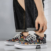 Chaussures tissées ethniques rétro en gros pour hommes, baskets basses à lacets avec fermeture éclair latérale, plusieurs couleurs, chaussures de marche décontractées et tendance