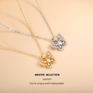 Ensemble de colliers papillon en alliage de zinc avec micro-incrustations, bijoux pour femmes, accessoire de mode pour soirée, chaîne de clavicule - Product Image 3