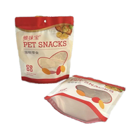 Sac de nourriture recyclable imprimé personnalisé pour animaux de compagnie fenêtre fermeture éclair refermable support aluminium pochette zippée pour chien friandises pour croustilles lait sucre