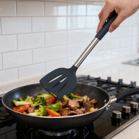 Ensemble d'ustensiles de cuisine en silicone colorés résistants à la chaleur, 13 pièces, antiadhésifs, avec manche en acier inoxydable et support