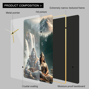 Hindu thần Shiva parvati Tôn Giáo nghệ thuật bức Tranh đồng hồ trang trí khung HD pha lê sứ in tường nghệ thuật đồng hồ treo tường - Product Image 4