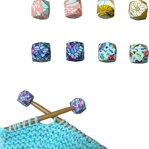 8 PCS Hexagon Print Knitting Needle Stoppers, Knitting Needle End Caps, Knitting Needle Point Protectors - Product Image 3