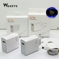 Chargeur Super Rapide de Haute Qualité 120W/67W Prise EU GaN avec Câble Type C 6A pour Xiaomi Redmi 67W Chargeur Étiquette Dorée
