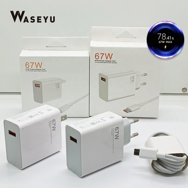 High Quality 120W/67W Super Fast Charger EU Plug GaN Cargador With 6A Type C Cable for Xiaomi Redmi 67W Golden Label Charger