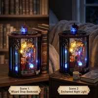 Hamaileon Magic House Colorful Glow 3D Wooden Puzzle Laser Cut Magic Elf Wooden Night Light Book Nook Kit Hobby Gift for Adults