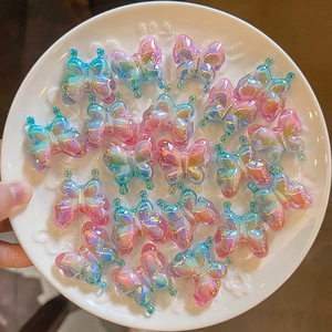 อะคริลิคเครื่องประดับ DIY สีไล่ระดับสีผีเสื้อผม DIY ผ่านรูลูกปัดผีเสื้อวัสดุห่วงโซ่โทรศัพท์ - Product Image 4