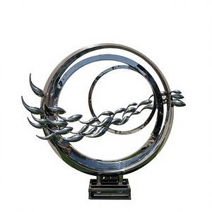 Sculpture circulaire personnalisée en acier inoxydable poli miroir - Sculpture d'art en forme d'arbre - Ornement décoratif d'exception pour lieux haut de gamme - Product Image 3