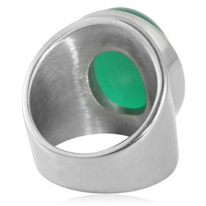 Anillo Ovalado de Acero Inoxidable con Incrustaciones de Piedras Preciosas para Hombre, Chapado en Oro de 18K, Joyería Moderna para Regalo, Modelo 27080, Marca Yunique - Product Image 6