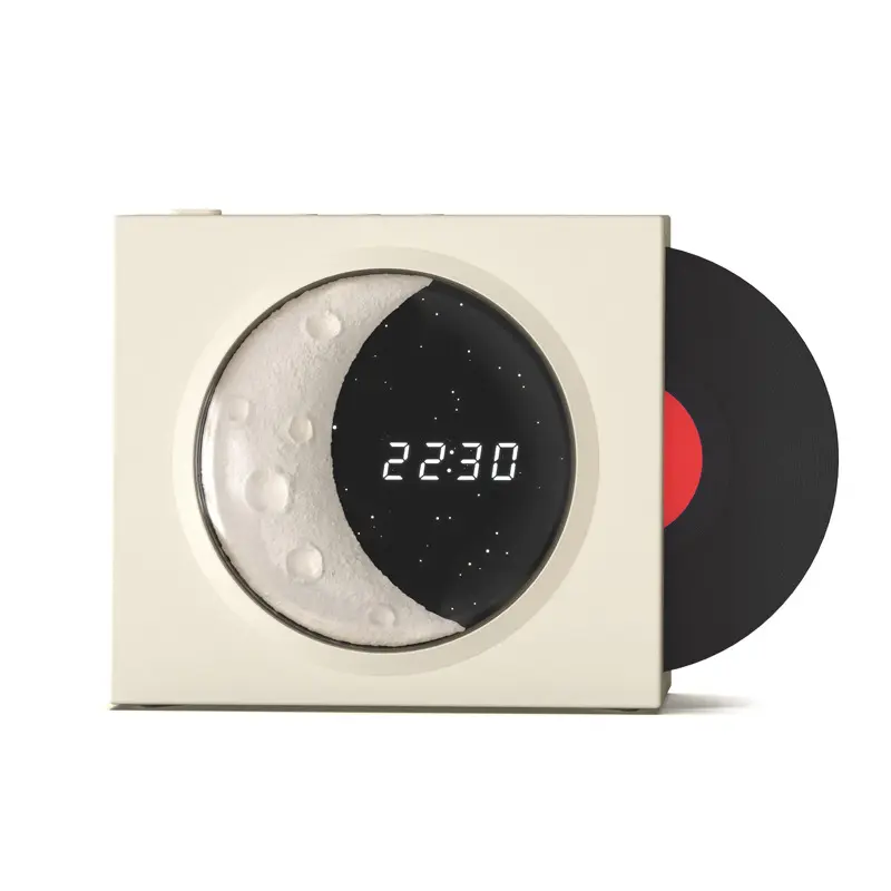 Smart Home Gadgets Vinyl Record Player Speaker Sem Fio Lua Luzes Ambientais Retro CD Jogando Speaker Com Night Light Clock