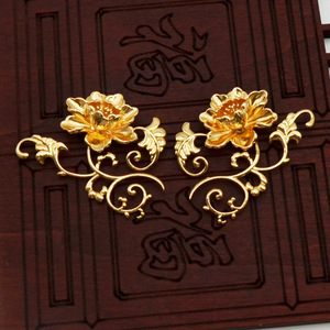 Accessoire de cheveux fleur de pivoine plaqué or, style ancien, coiffe Hanfu 27x7cm, couronne de mariage - Product Image 3