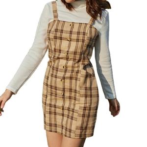 2021 más nuevo delantal de ajuste personalizado de moda botón a cuadros vestido Condole general - Product Image 1