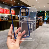 Casing HP TPU Lembut 3 in 1 dengan Slot Kartu, Anti Benturan, Transparan, Pelindung untuk iPhone 17 16 15 14 13 12 11 Pro Max