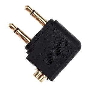 Gold Nickel Plated 3.5mm Female to 2X3.5mm Male Airplane Headphone Mono Audio Adapter Airline Travel Jack Plug Converter