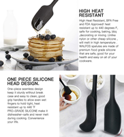 Lot de 3 spatules en silicone noir et rouge avec poignée en nylon, spatules de cuisine intégrées de qualité alimentaire pour gâteaux