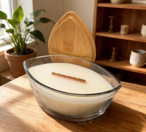 Support métallique personnalisé avec logo privé pour bougies, en bois de cerisier naturel, sans fumée, avec son crépitant et base à clip, pour la fabrication de bougies. - Product Image 1