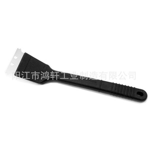 Teppanyaki Grill Cleaning Brush With Spatula Head Long Handle Black PP Handle Steel Wire Bristles Multipurpose <b>BBQ</b> <b>Tool</b> - Product Image 1