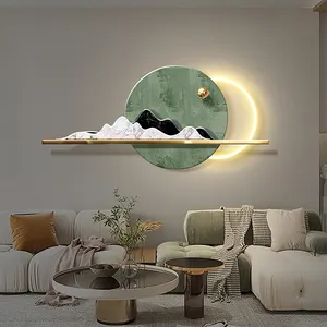 Luxury Landscape design metal art wall hanging Home Living Room Decors 3D New Product Design Wall lamp LED Decorations For