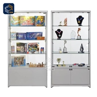 Vitrine d'affichage au détail Vitrine en verre Base noire Vitrine en verre verrouillable avec éclairage LED