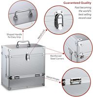 Boîtier de rangement pour disques vinyles 40LPS en aluminium 12 "avec rabat avant
