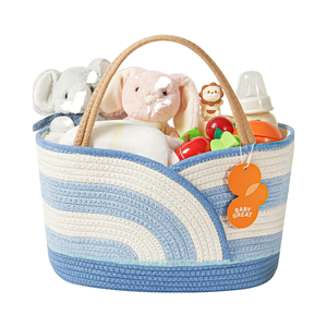 Grand panier de rangement en corde de coton Rectangle <span class=keywords><strong>pour</strong></span> nouveau-né Essentials Baby Shower List - Product Image 1