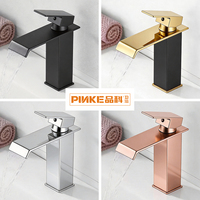 Grifo monomando de lujo moderno de acero inoxidable negro para lavabo con caño y control de caudal, para baño cerámico